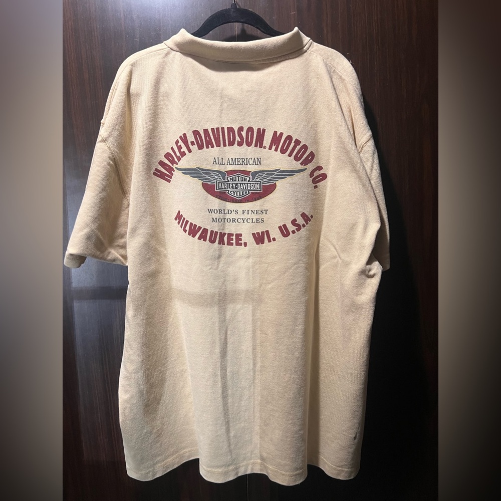 Vintage Harley Davidson Milwaukee, WI Yellow/brown Polo Shirt Size XXL 1990’s